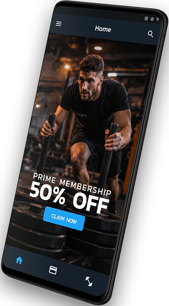 Advance Gym App home screen mockup